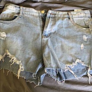 Light Blue Distressed Shorts